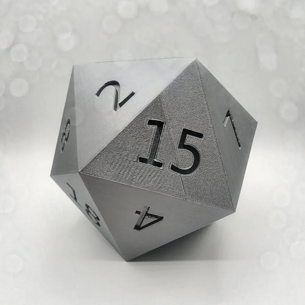 Large Gray 6.25 Inch 3D Printed D&D D20 Die